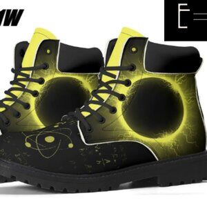 NEW E=M/C2 Men's Upgraded Black Hole Yellow Leather All Season Boots